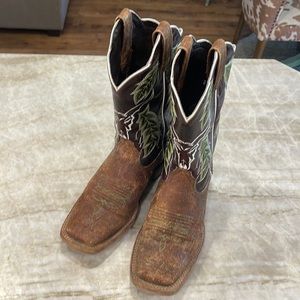 Mens Ariat Western Boot, size 8 D, square toe, rough out leather